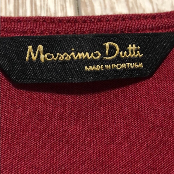 Massimo Dutti burgundy v neck cotton top size M - Picture 3 of 4